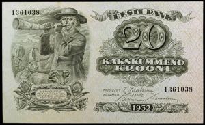 Estonia. 1932. Banco de Estonia. 20 coronas. ... 