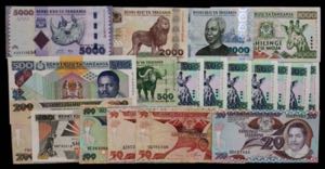 Tanzania. 19 billetes de distintos valores y ... 