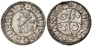 1611. Felipe III. Barcelona. 1/2 croat. ... 