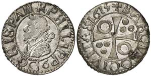 1615. Felipe III. Barcelona. 1/2 croat. ... 