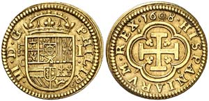 1608. Felipe III. Segovia. C. 1 escudo. ... 
