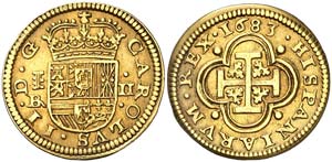 1683. Carlos II. Segovia. . 2 escudos. (Cal. ... 