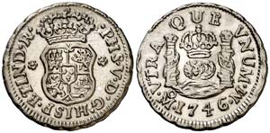 1746. Felipe V. México. M. 1/2 real. (Cal. ... 