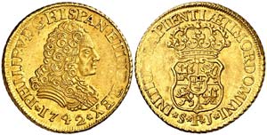 1742. Felipe V. Sevilla. PJ. 2 escudos. ... 
