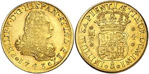 1743. Felipe V. México. MF. 4 escudos. ... 