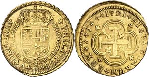 1721. Felipe V. Sevilla. J. 4 escudos. (Cal. ... 