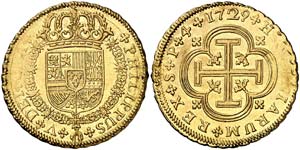 1729. Felipe V. Sevilla. P. 4 escudos. (Cal. ... 