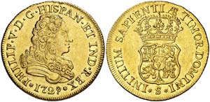 1729. Felipe V. Sevilla. 4 escudos. (Cal. ... 