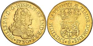 1730. Felipe V. Sevilla. 4 escudos. (Cal. ... 