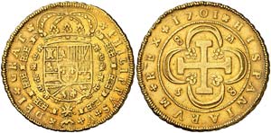 1701. Felipe V. Sevilla. M. 8 escudos. (Cal. ... 