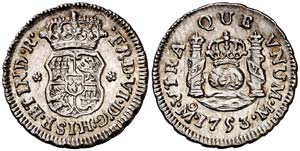 1753. Fernando VI. México. M. 1/2 real. ... 