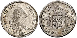 1782. Carlos III. México. FF. 1/2 real. ... 