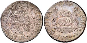 1769. Carlos III. México. M. 2 reales. ... 