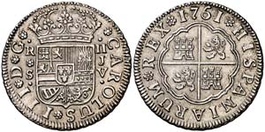 1761. Carlos III. Sevilla. JV. 2 reales. ... 