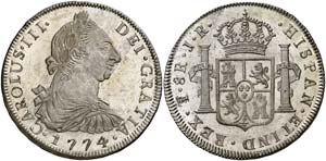1774. Carlos III. Potosí. JR. 8 reales. ... 