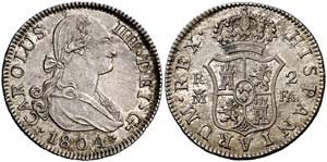 1804. Carlos IV. Madrid. FA. 2 reales. (Cal. ... 