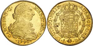 1790. Carlos IV. Santiago. DA. 8 escudos. ... 