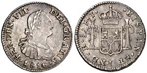 1816. Fernando VII. Santiago. FJ. 1/2 real. ... 