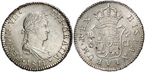 1811. Fernando VII. Cádiz. CI. 2 reales. ... 