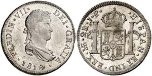 1818. Fernando VII. Lima. JP. 2 reales. ... 