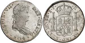 1814. Fernando VII. Lima. JP. 8 reales. ... 