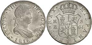 1816. Fernando VII. Madrid. GJ. 8 reales. ... 