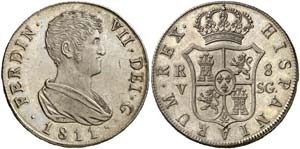 1811. Fernando VII. Valencia. SG. 8 reales. ... 