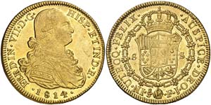 1814. Fernando VII. Santiago. FJ. 8 escudos. ... 