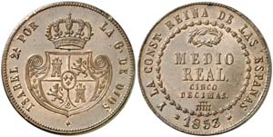 1853. Isabel II. Segovia. 1/2 real = 5 ... 