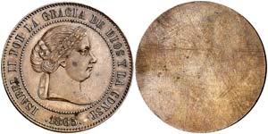 1865. Isabel II. Madrid. 5 céntimos de ... 