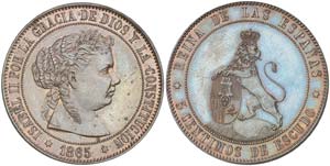 1865. Isabel II. Madrid. 5 céntimos de ... 