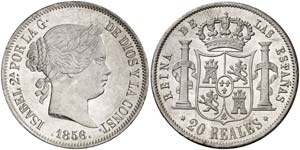 1856. Isabel II. Madrid. 20 reales. (Cal. ... 