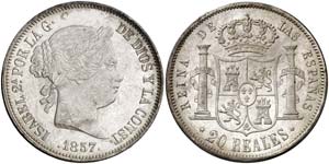 1857. Isabel II. Madrid. 20 reales. (Cal. ... 