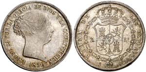 1850. Isabel II. Sevilla. RD. 20 reales. ... 