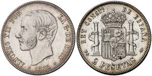 1882*1882. Alfonso XII. MSM. 2 pesetas. ... 