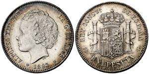 1893*1893. Alfonso XIII. PGL. 1 peseta. ... 