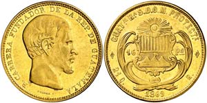 1869. Guatemala. R. 16 pesos. (Fr. 39) (Kr. ... 