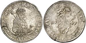 1547. Carlos I. Kaufbeuren. 1 taler. (Dav. ... 