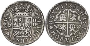 1735. Felipe V. Madrid. JF. 2 reales. (AC. ... 