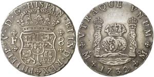 1732. Felipe V. México. F. 8 reales. (AC. ... 