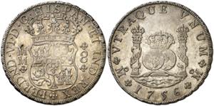 1756. Fernando VI. México. MM. 8 reales. ... 
