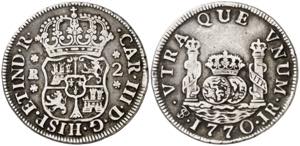 1770. Carlos III. Potosí. JR. 2 reales. ... 