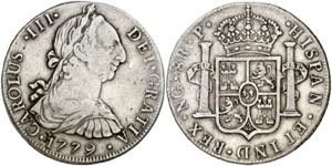 1779. Carlos III. Guatemala. P. 8 reales. ... 