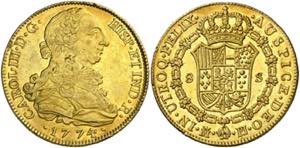 1774. Carlos III. Madrid. PJ. 8 escudos. ... 