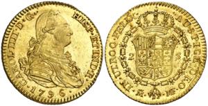 1796. Carlos IV. Madrid. MF. 2 escudos. (AC. ... 