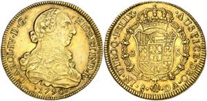 1790. Carlos IV. Santiago. DA. 8 escudos. ... 