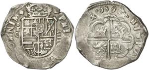 1597/6. Felipe II. Toledo. C. 8 reales. (AC. ... 