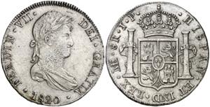 1820. Fernando VII. Lima. JP. 8 reales. (AC. ... 
