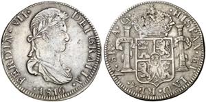1816. Fernando VII. Zacatecas. AG. 8 reales. ... 