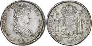 1820. Fernando VII. Zacatecas. AG. 8 reales. ... 